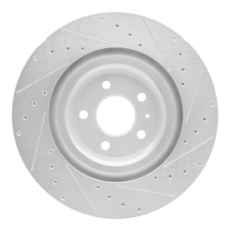 Audi e-Tron S Brake Rotor (1) - Rear Left - R1 Concepts - Drilled & Slotted - Silver - `17-`25
